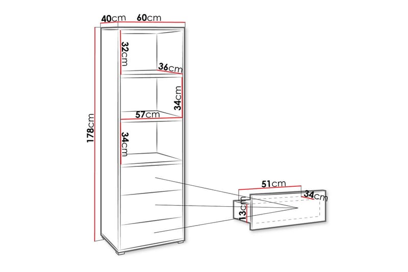 Bokhylle - Hvit - Oppbevaring - Hylle - Bokhylle