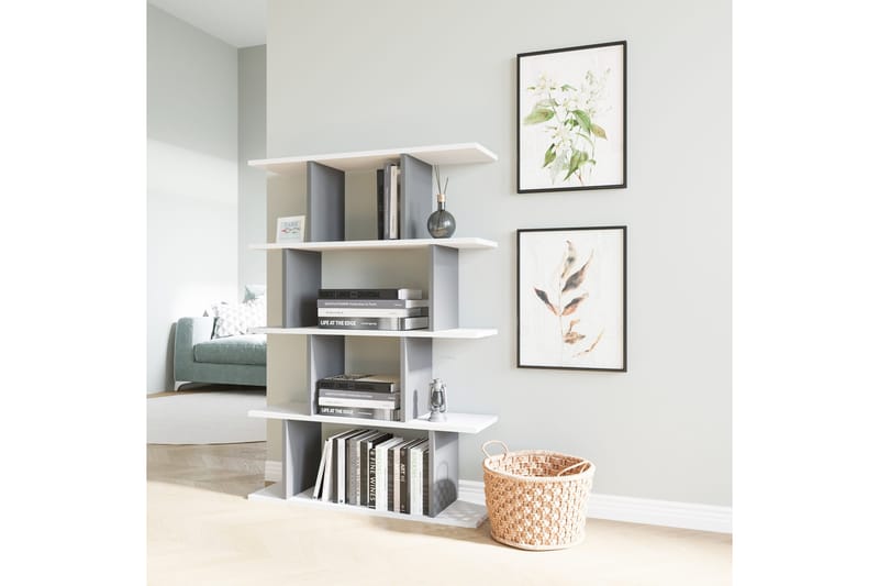 Bokhylle Nachusa bokhylle 90x25 cm Hvit,Antrasitt - Oppbevaring - Hylle - Bokhylle