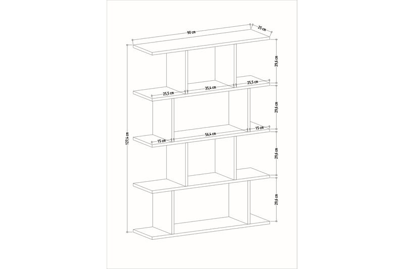 Bokhylle Nachusa bokhylle 90x25 cm Hvit,Antrasitt - Oppbevaring - Hylle - Bokhylle