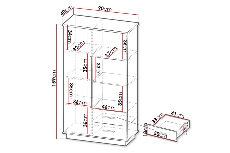 Bokhylle - Svart|Eik - Oppbevaring - Hylle - Bokhylle
