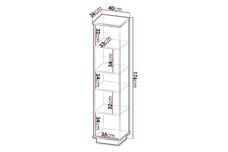 Bokhylle - Svart|Eik - Oppbevaring - Hylle - Bokhylle