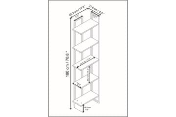 Bokhylle Urgby 45,2x180 cm - Hvit - Oppbevaring - Hylle - Bokhylle