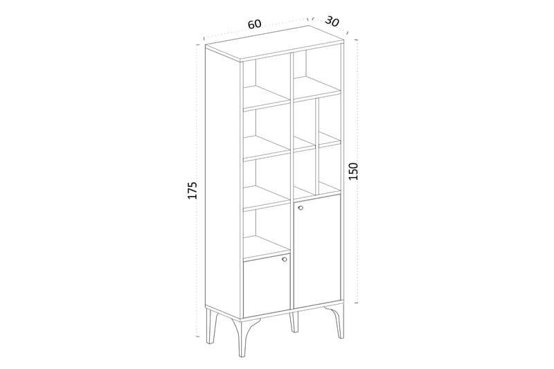 Bokhylle Urgby 60x175 cm - Hvit - Bokhylle