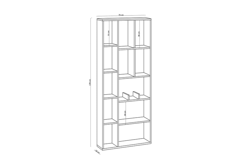 Bokhylle Urgby 75x170 cm - Hvit - Bokhylle