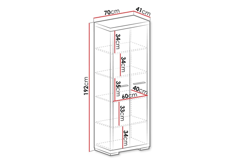 Bokhylle Vegas 70x40,5x192 cm - Oppbevaring - Hylle - Bokhylle