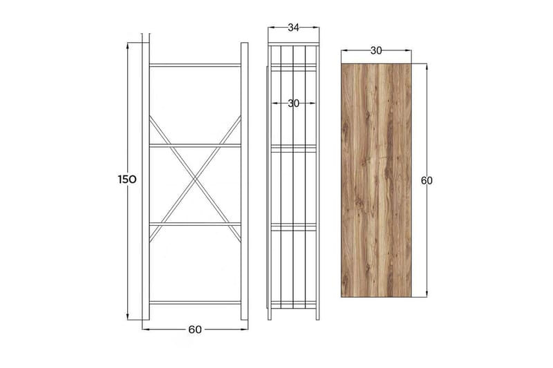 Bokhylle Zakkum 60x150 cm - Svart - Oppbevaring - Hylle - Bokhylle