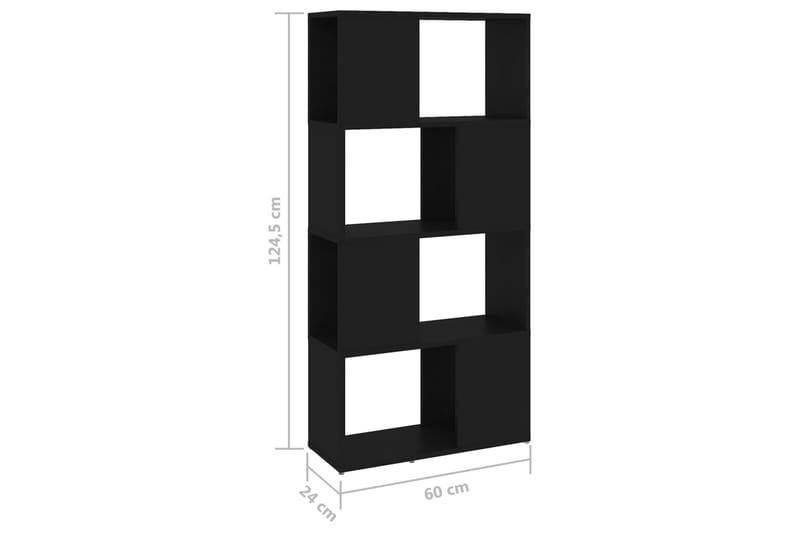 Bokhylle/romdeler svart 60x24x124,5 cm sponplate - Svart - Bokhylle