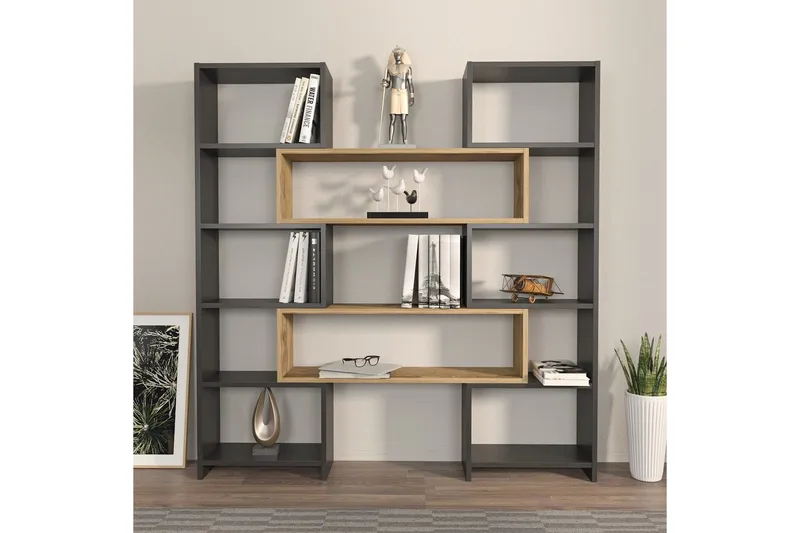 Bokhylle Bravelle Svart / Eik - Beige/Svart - Oppbevaring - Hylle - Bokhylle