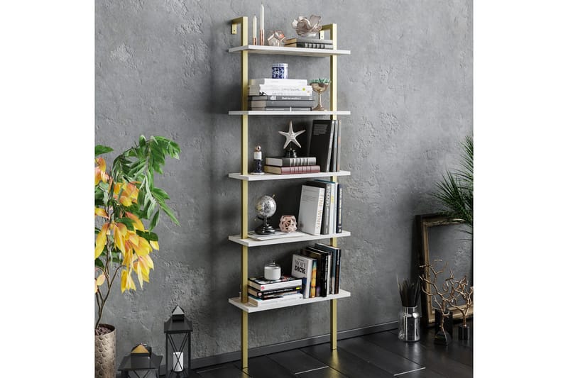 Brinkelid Bokhylle - Hvit/Marmor - Oppbevaring - Hylle - Stigehylle & trappehylle