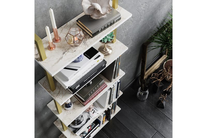 Brinkelid Bokhylle - Hvit/Marmor - Oppbevaring - Hylle - Stigehylle & trappehylle