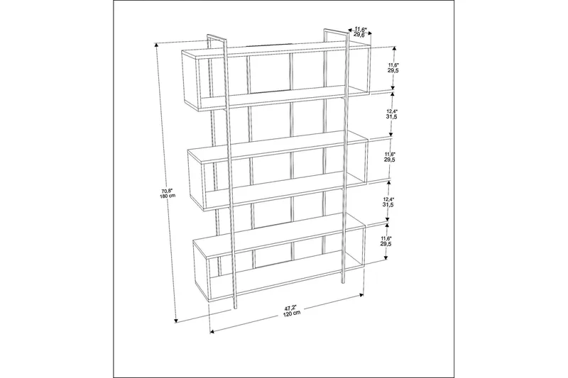 Bruti Bokhylle 120 cm - Hvit - Oppbevaring - Hylle - Bokhylle
