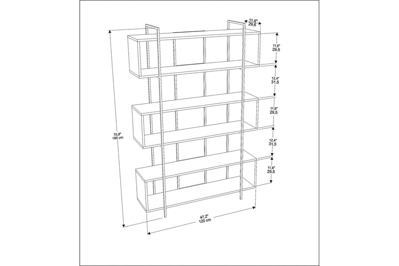 Bruti Bokhylle 120 cm i Malt Tre - Svart - Oppbevaring - Hylle - Bokhylle