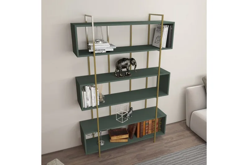 Bokhylle Bruti Grønn / Gull - Grønn / Gull - Oppbevaring - Hylle - Bokhylle