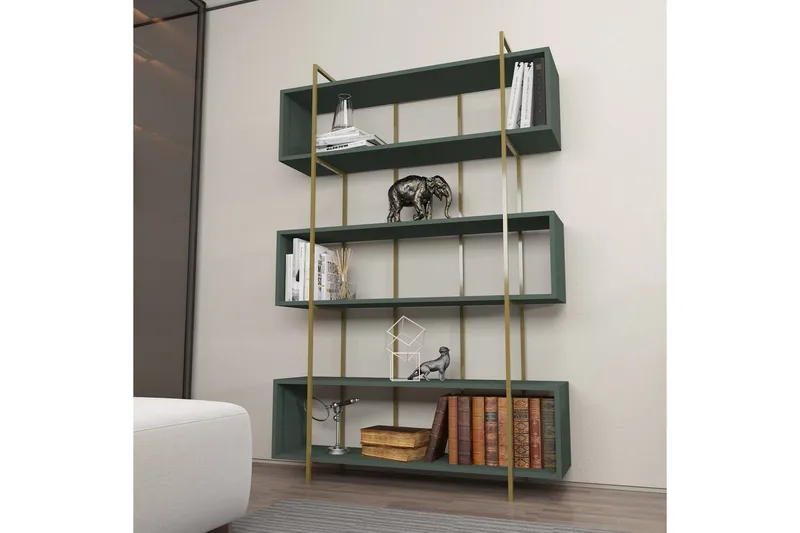 Bokhylle Bruti Grønn / Gull - Grønn / Gull - Oppbevaring - Hylle - Bokhylle
