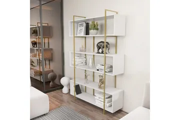 Bokhylle Bruti Hvit / Gull - Hvit / Gull - Oppbevaring - Hylle - Bokhylle