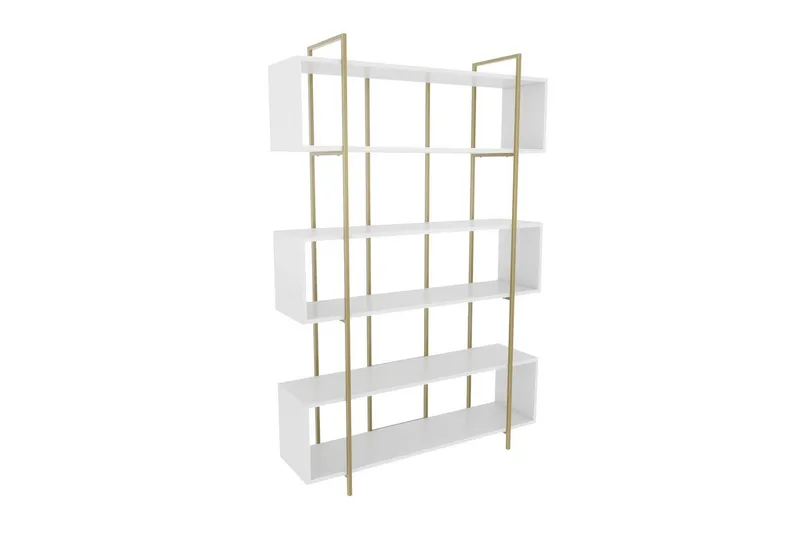 Bokhylle Bruti Hvit / Gull, Hvit / Gull