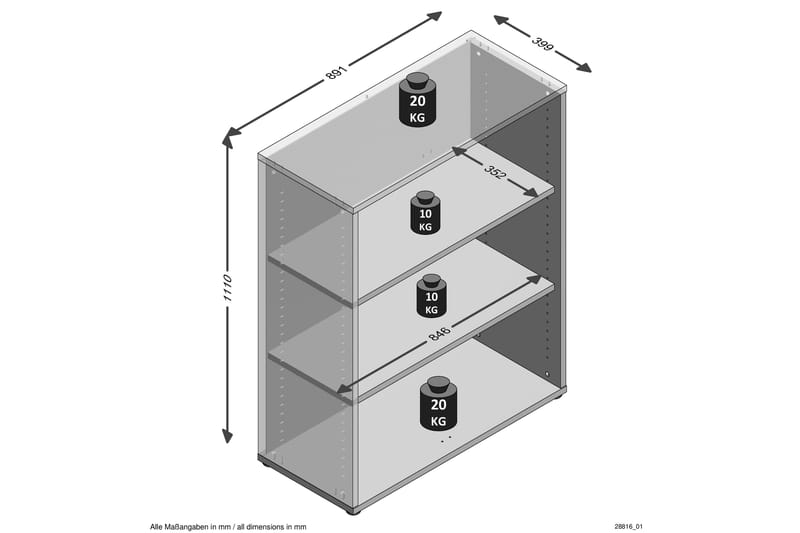 Calvia Hylle 89 cm - Hvit - Oppbevaring - Hylle - Bokhylle