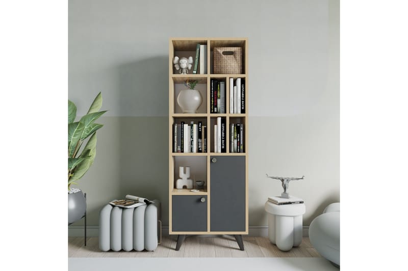 Casabetania Bokhylle 30x60 cm, Antrasitt/Natur