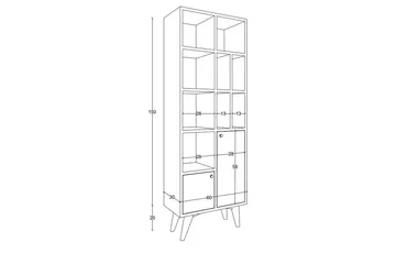 Casabetania Bokhylle 30x60 cm - Natur/Antracit - Oppbevaring - Hylle - Bokhylle