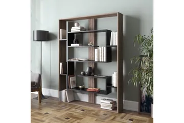 Caulside Bokhylle 120 cm - Valnøtt|Svart - Oppbevaring - Hylle - Bokhylle