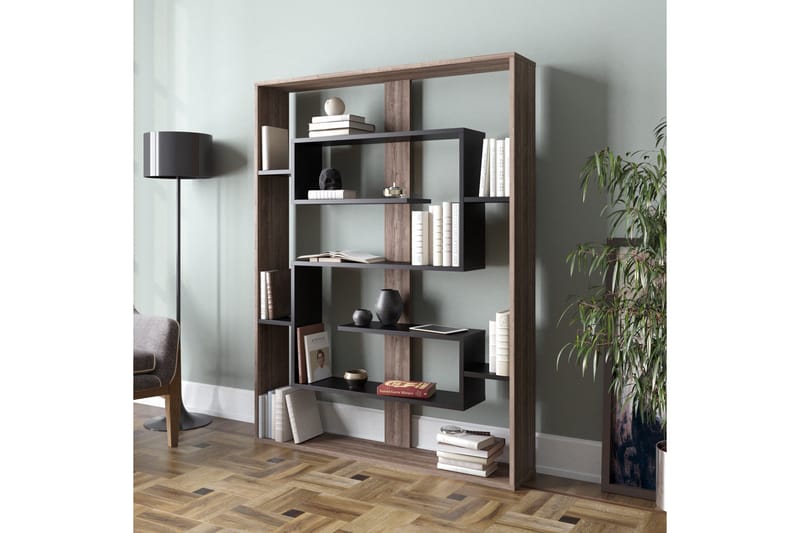 Caulside Bokhylle 120 cm - Valnøtt|Svart - Oppbevaring - Hylle - Bokhylle