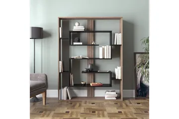 Caulside Bokhylle 120 cm - Valnøtt|Svart - Oppbevaring - Hylle - Bokhylle