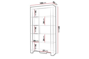 Cezar Hylla 100x42x201 cm Ek - Oppbevaring - Hylle - Bokhylle