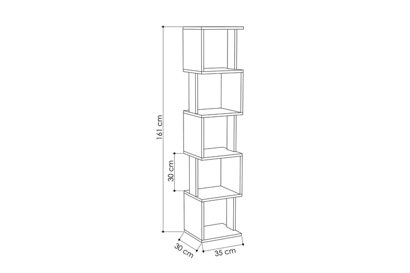 Chiranda Bokhylle 35 cm i Lyst Tre - Hvit|Brun - Oppbevaring - Hylle - Bokhylle