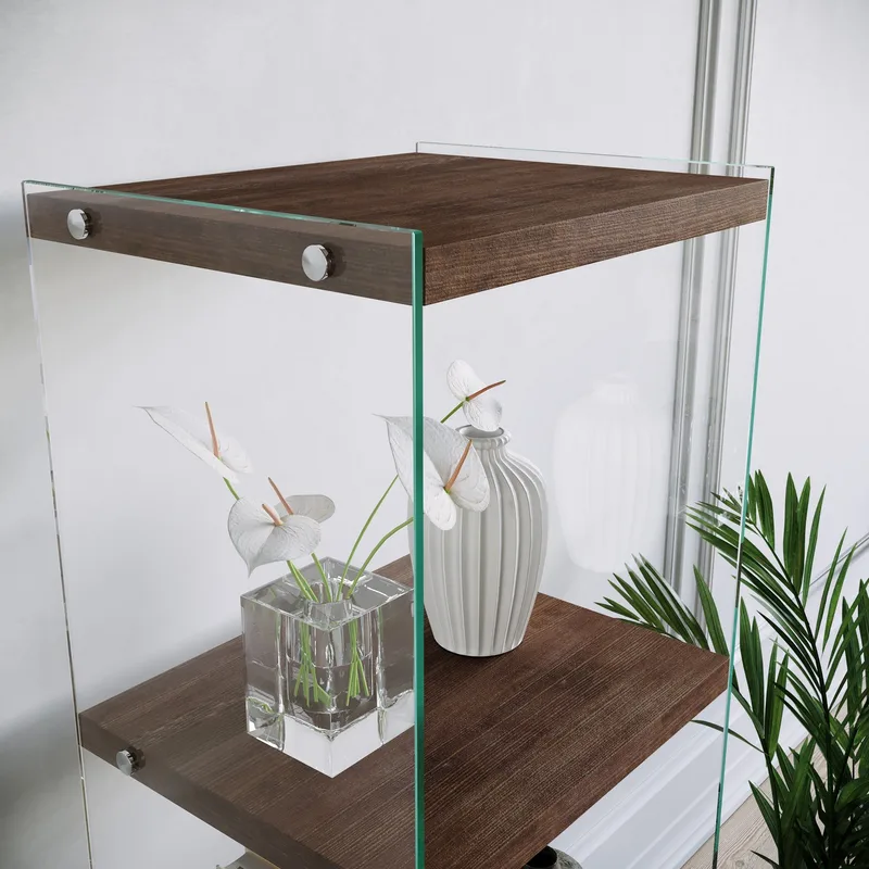 Dalshult Bokhylle 40 cm i Glass med Trehylle - Gjennomsiktig - Oppbevaring - Hylle - Bokhylle