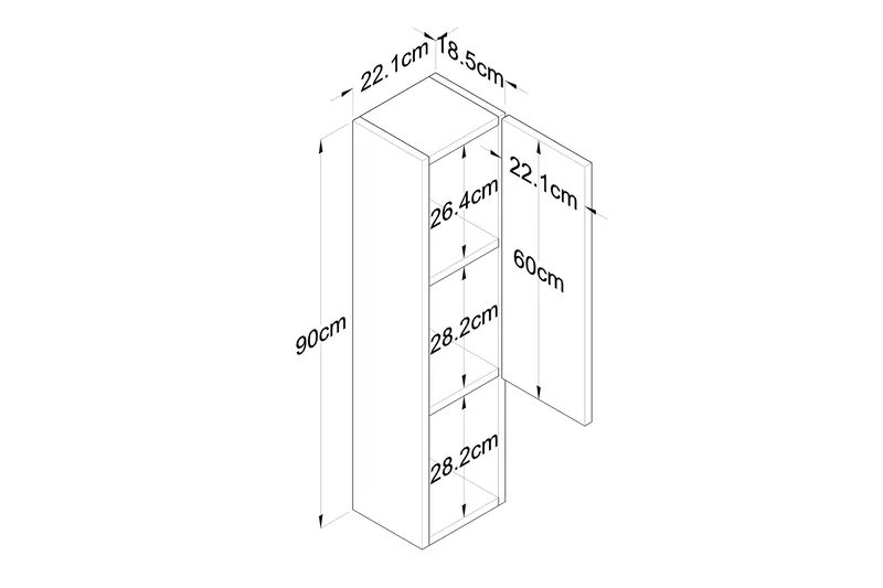 Dannderic Bokhylle 19x22 cm - Valnøtt/Sølv - Oppbevaring - Hylle - Bokhylle