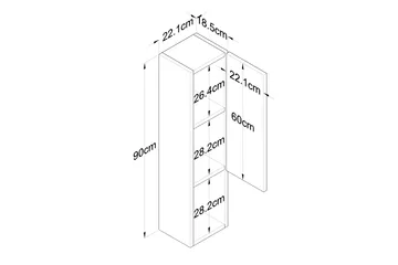 Dannderic Bokhylle 19x22 cm - Valnøtt/Sølv - Oppbevaring - Hylle - Bokhylle