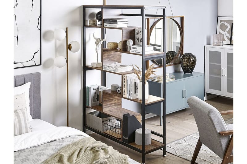 Daven Bokhylle 115 cm i Tre med Metallstativ - Brun - Oppbevaring - Hylle - Bokhylle