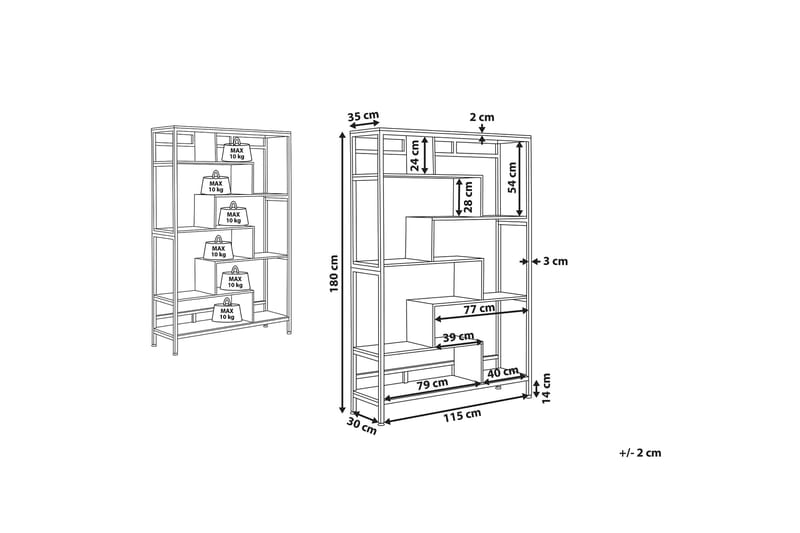Daven Bokhylle 115 cm i Tre med Metallstativ - Brun - Oppbevaring - Hylle - Bokhylle