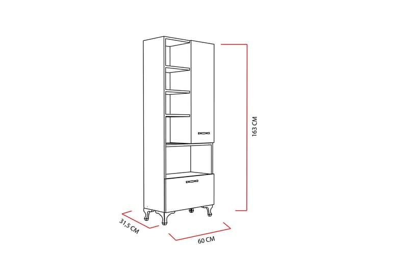 Decorotika Bokhylle 60 cm i Malt Tre - Hvit - Oppbevaring - Hylle - Bokhylle