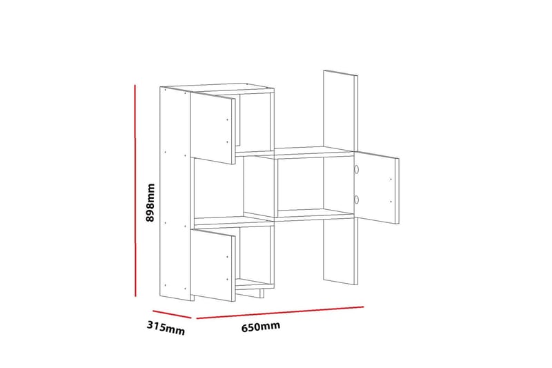 Decorotika Bokhylle 65 cm i Malt Tre - Hvit - Oppbevaring - Hylle - Bokhylle