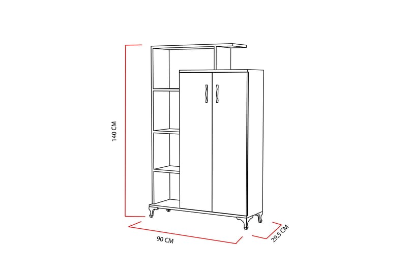 Decorotika Bokhylle 90 cm i Malt Tre - Hvit - Oppbevaring - Hylle - Bokhylle