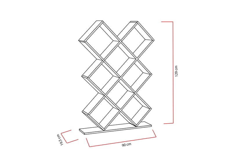 Decorotika Bokhylle 90 cm i Malt Tre - Hvit - Oppbevaring - Hylle - Bokhylle