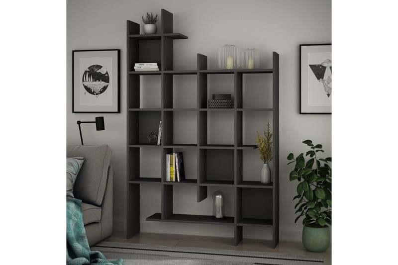 Decorta Bokhylle 122 cm i Mørkt Tre - Grå - Oppbevaring - Hylle - Bokhylle