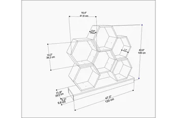 Desgrar Bokhylle 120x109 cm - Hvit - Oppbevaring - Hylle - Bokhylle