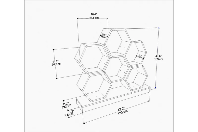 Desgrar Bokhylle 120x109 cm - Hvit - Oppbevaring - Hylle - Bokhylle