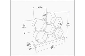 Desgrar Bokhylle 120x109 cm i Eik - Hvit - Oppbevaring - Hylle - Bokhylle