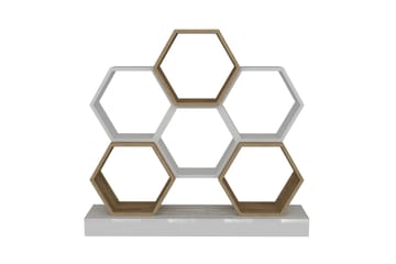 Desgrar Bokhylle 120x109 cm i Eik - Hvit - Oppbevaring - Hylle - Bokhylle