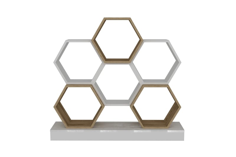Desgrar Bokhylle 120x109 cm i Eik - Hvit - Oppbevaring - Hylle - Bokhylle