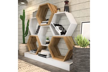 Desgrar Bokhylle 120x109 cm i Eik - Hvit - Oppbevaring - Hylle - Bokhylle