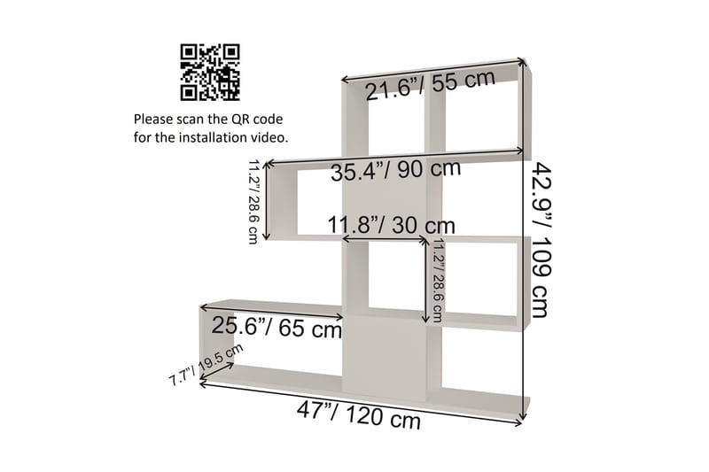 Desgrar Bokhylle 120x109 cm i Malt Tre - Hvit - Oppbevaring - Hylle - Bokhylle