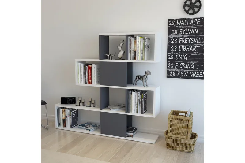 Desgrar Bokhylle 120x109 cm i Malt Tre - Hvit - Oppbevaring - Hylle - Bokhylle