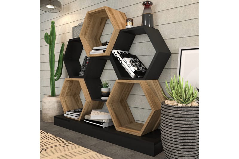 Desgrar Bokhylle 120x109 cm - Svart - Oppbevaring - Hylle - Bokhylle