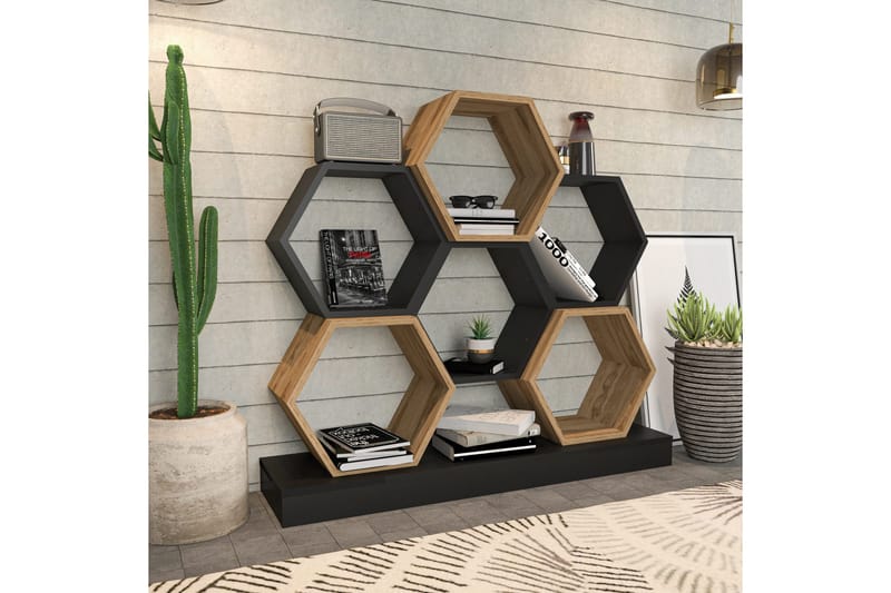 Desgrar Bokhylle 120x109 cm - Svart - Oppbevaring - Hylle - Bokhylle