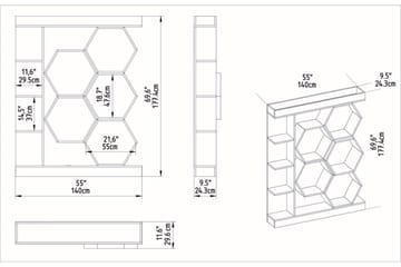 Desgrar Bokhylle 140x177,4 cm - Hvit - Oppbevaring - Hylle - Bokhylle