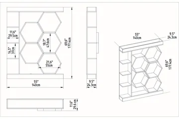 Desgrar Bokhylle 140x177,4 cm - Hvit - Oppbevaring - Hylle - Bokhylle